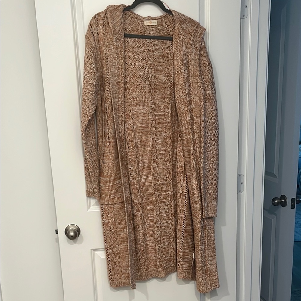 NWT Women's Tan Hooded Sweater Cardigan